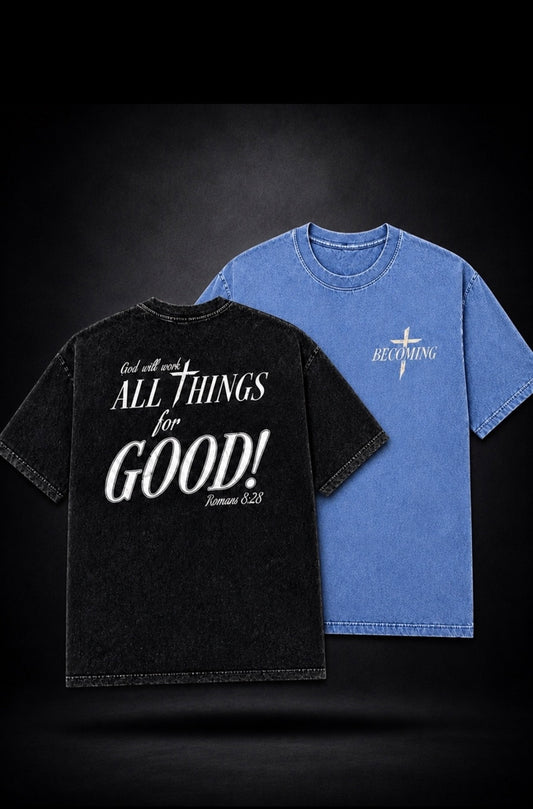 All Things For Good Tee- Black/Blue
