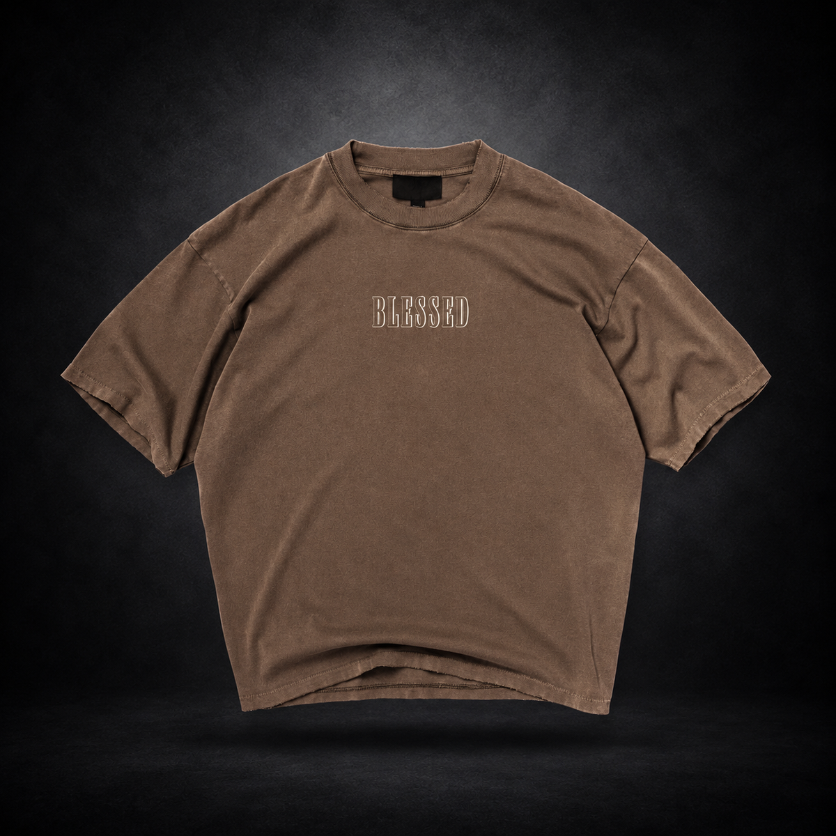 Keep The Blessings Coming Tee in Chocolate Brown, front with Blessed lettering